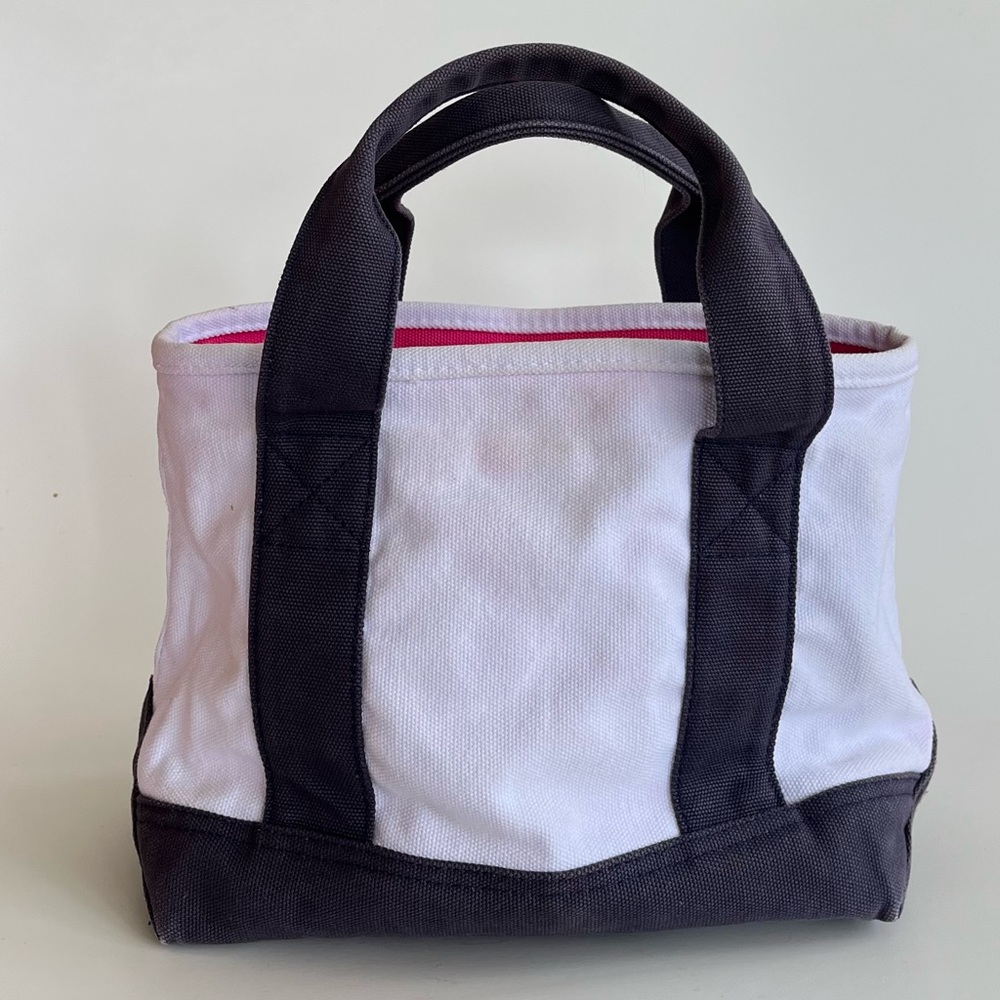 SOLD❗️ Polo Ralph Lauren Small Canvas Tote Big Pony Logo White Blue Preppy Bag - Picture 3 of 11